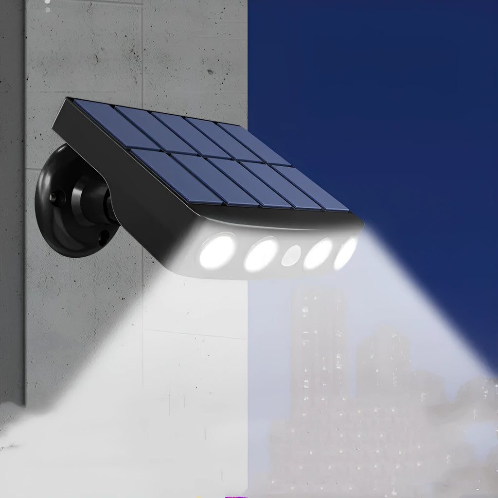 Black outdoor wall lamp with induction sensor for garden security lighting, IP65 rated.