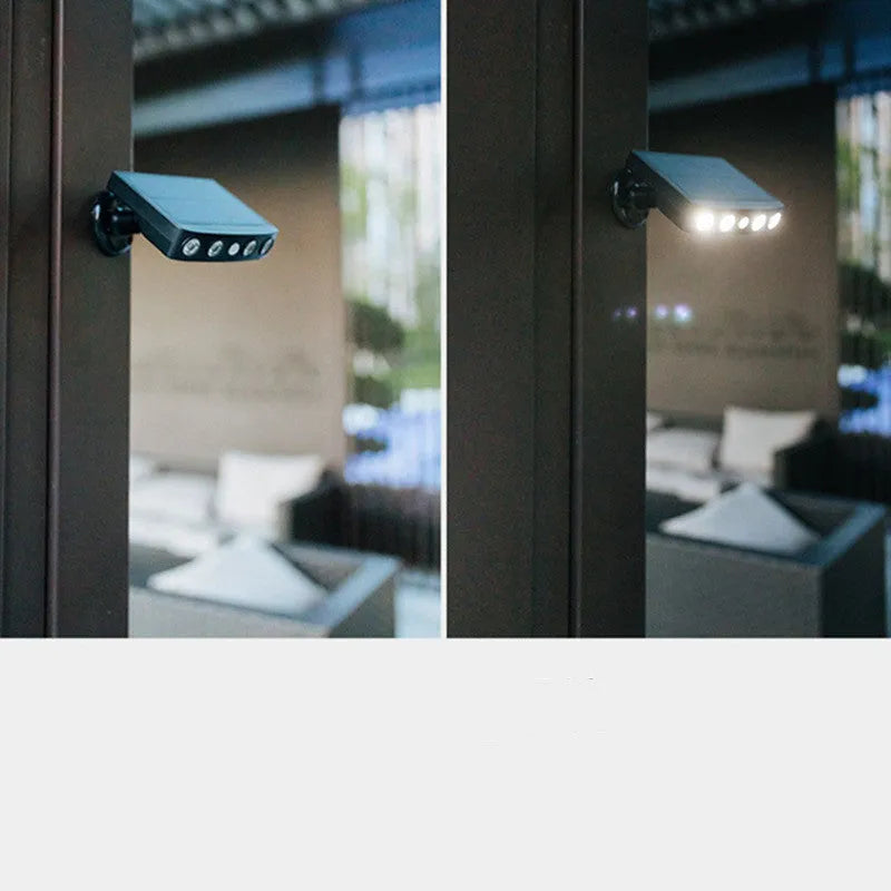 Black outdoor wall lamp with induction sensor for garden security lighting, IP65 rated.