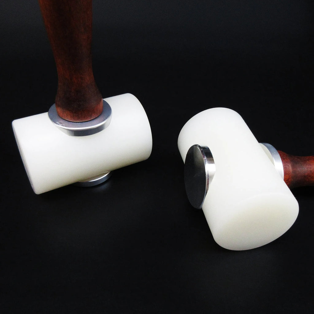 T-shaped leather carving hammer with nylon head and wooden handle for leatherworking