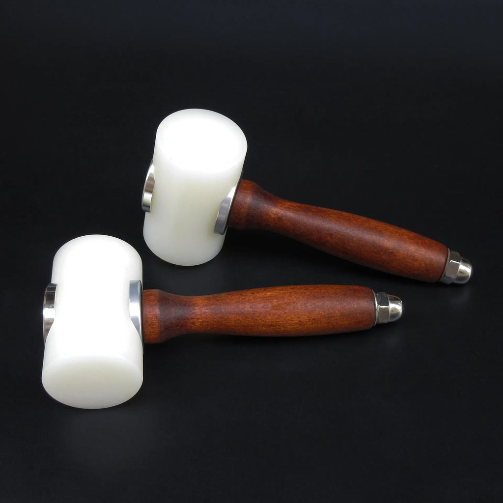 T-shaped leather carving hammer with nylon head and wooden handle for leatherworking