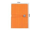 A5 loose-leaf tri-fold notebook with imitation leather cover, beige forest paper 208x142mm, and pocket.