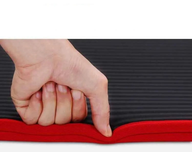 10mm thick black NBR yoga mat, 60 x 181 cm, for fitness and body workouts