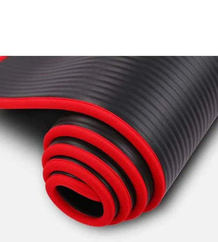 10mm thick black NBR yoga mat, 60 x 181 cm, for fitness and body workouts
