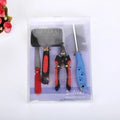 Four-piece cat and dog grooming set with double-sided long needle comb and nail clippers in alloy steel and plastic