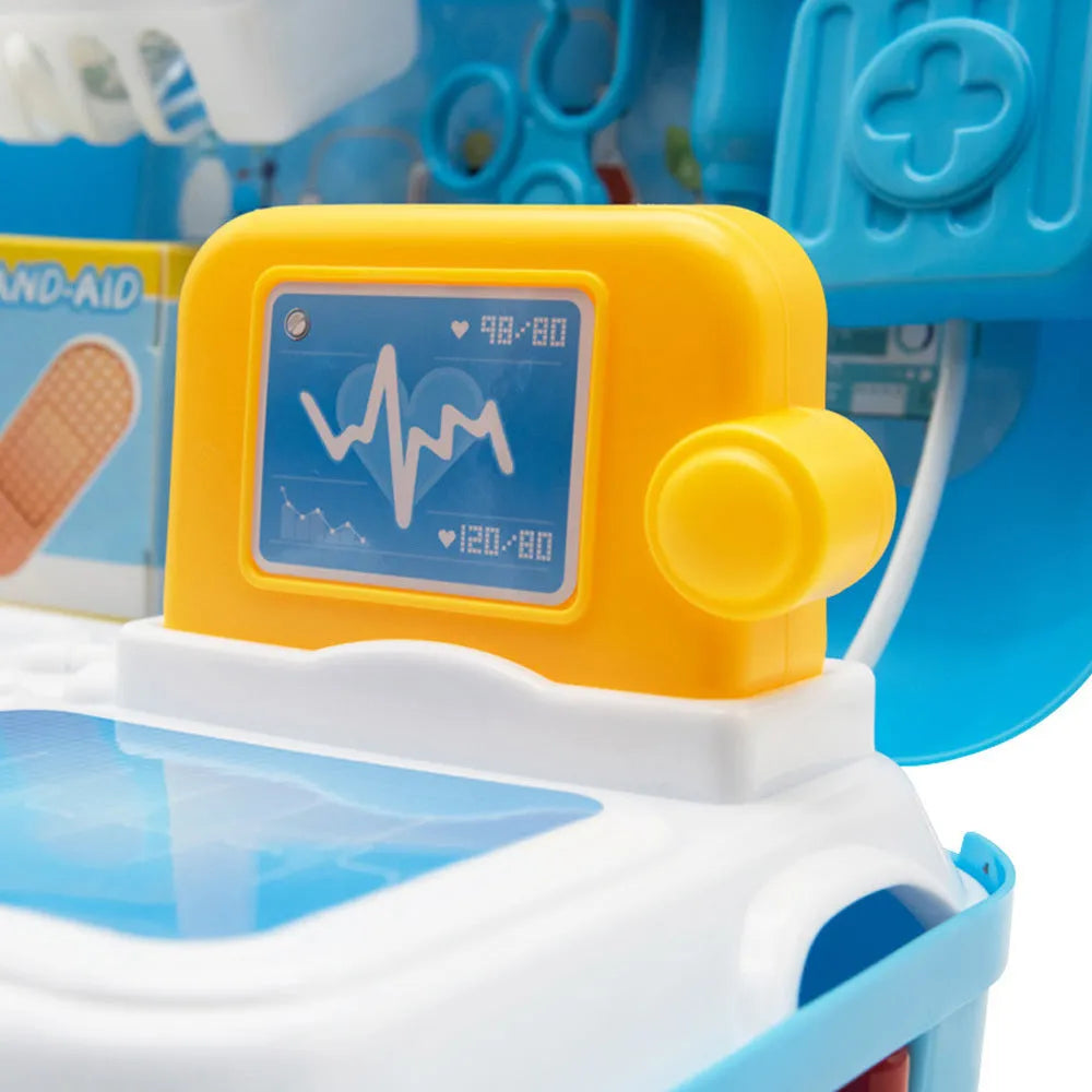 17-piece children's doctor toy set with 23 x 10cm ABS plastic medical backpack carry case