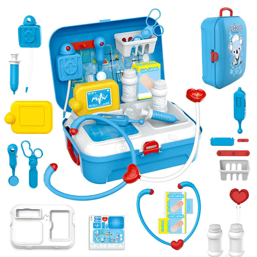 17-piece children's doctor toy set with 23 x 10cm ABS plastic medical backpack carry case