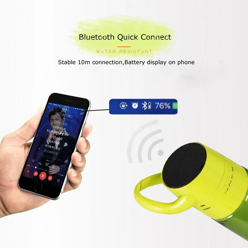 Orange 750ml Bluetooth audio water bottle for cycling sports
