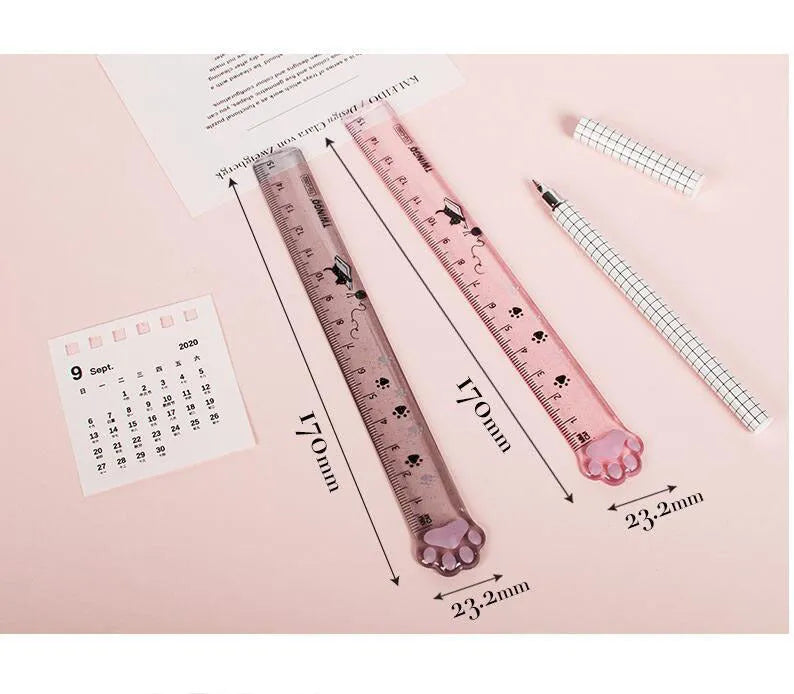 Transparent plastic straightedge ruler with clear scale markings, 15cm length, on white background