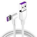 Black elbow charging cable with Type-C connector for Android phones showing angled design