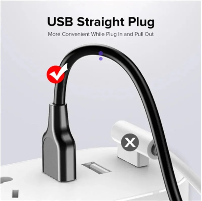 Black elbow charging cable with Type-C connector for Android phones showing angled design