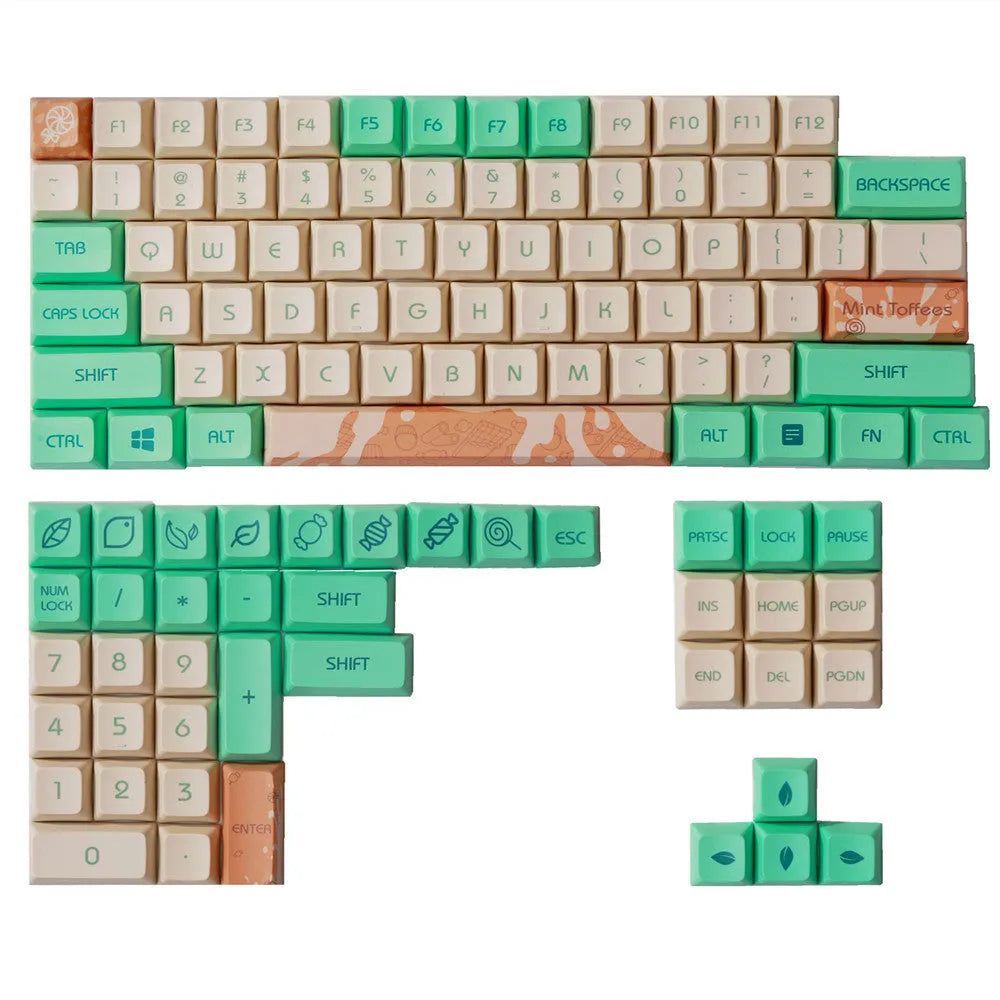Mint Toffee green DSA profile ball cap PBT keycaps for XDA104 mechanical keyboard layout