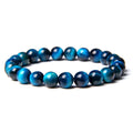 Royal blue tiger eye and lapis lazuli beaded bracelet, 8mm beads, 21cm single circle unisex design