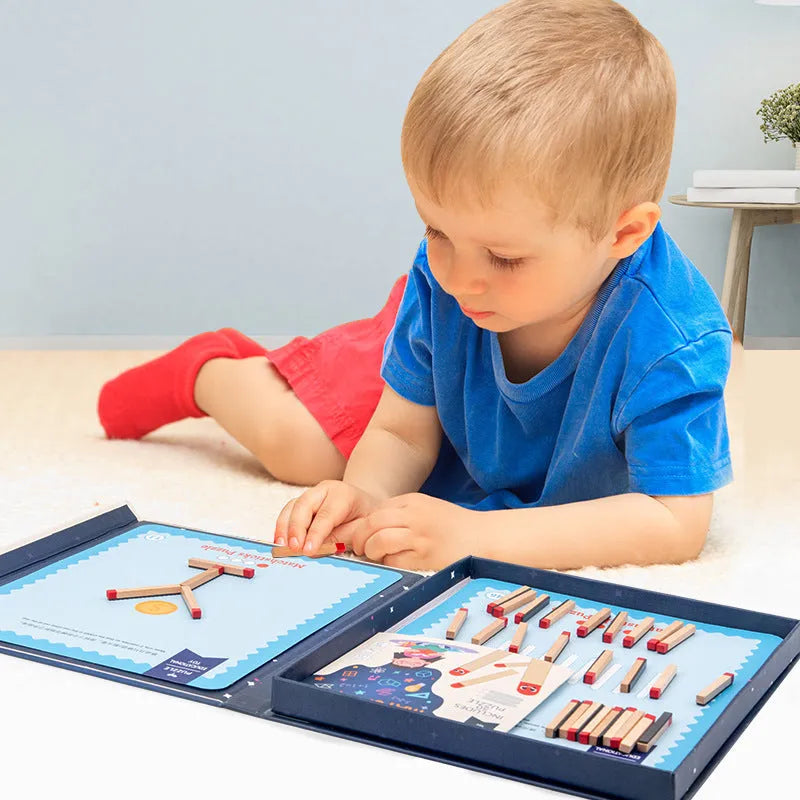 Montessori wooden educational toy with question cards and matches for children's emotion development activities