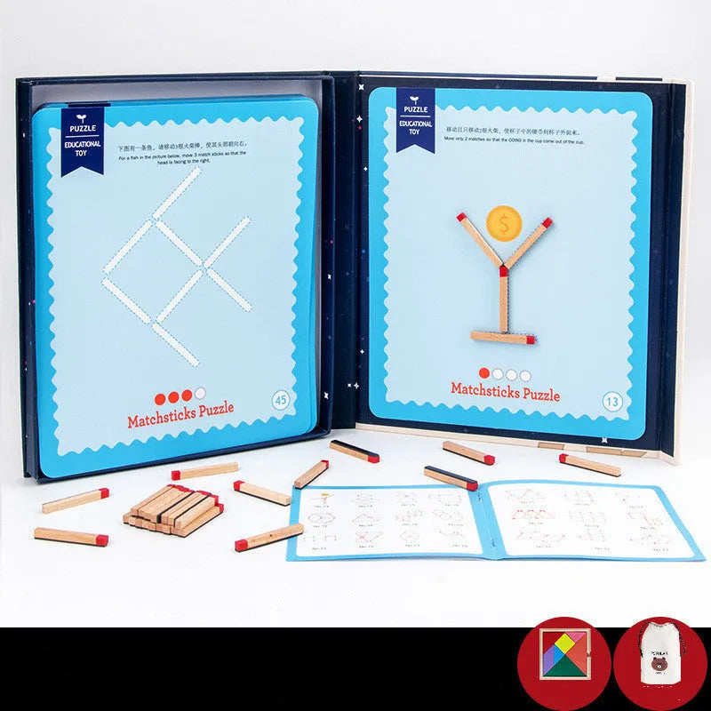 Montessori wooden educational toy with question cards and matches for children's emotion development activities