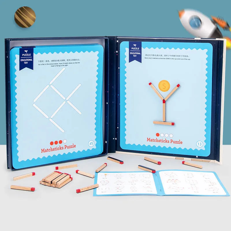 Montessori wooden educational toy with question cards and matches for children's emotion development activities