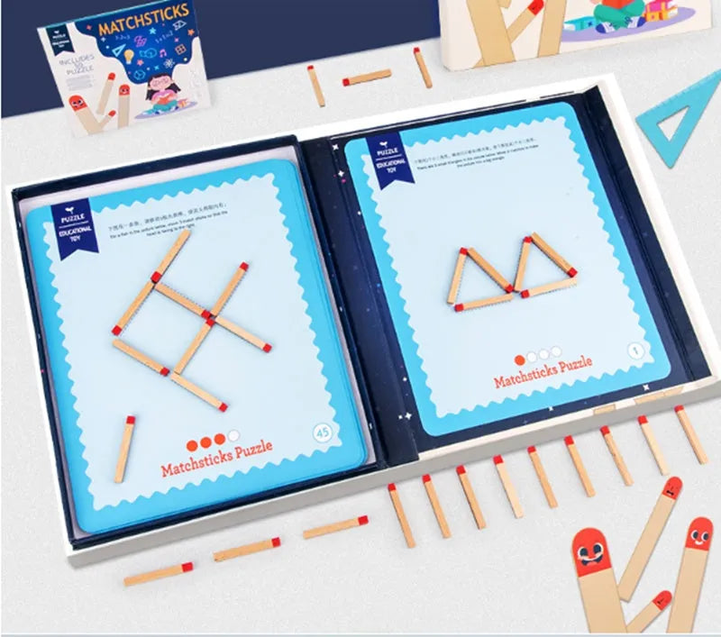 Montessori wooden educational toy with question cards and matches for children's emotion development activities