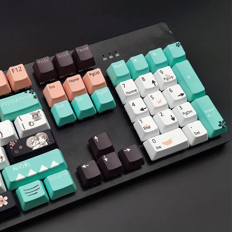 Green Cherry MX mechanical keyboard replacement keycaps with wireless USB compatibility