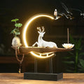 White ceramic deer light ring ornament with USB plug-in for living room home furnishing