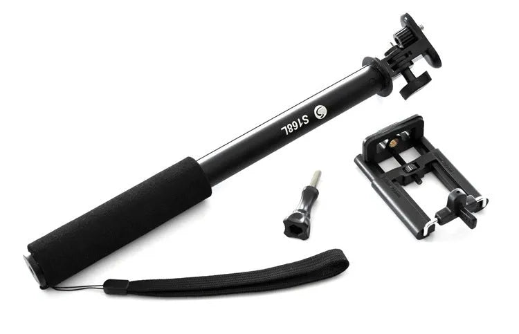 Aluminium alloy mobile phone selfie stick with extended pole and tripod base