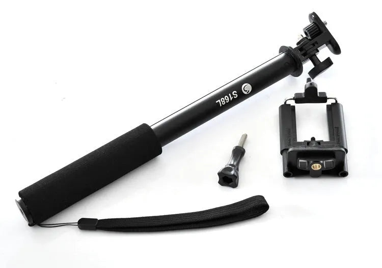 Aluminium alloy mobile phone selfie stick with extended pole and tripod base
