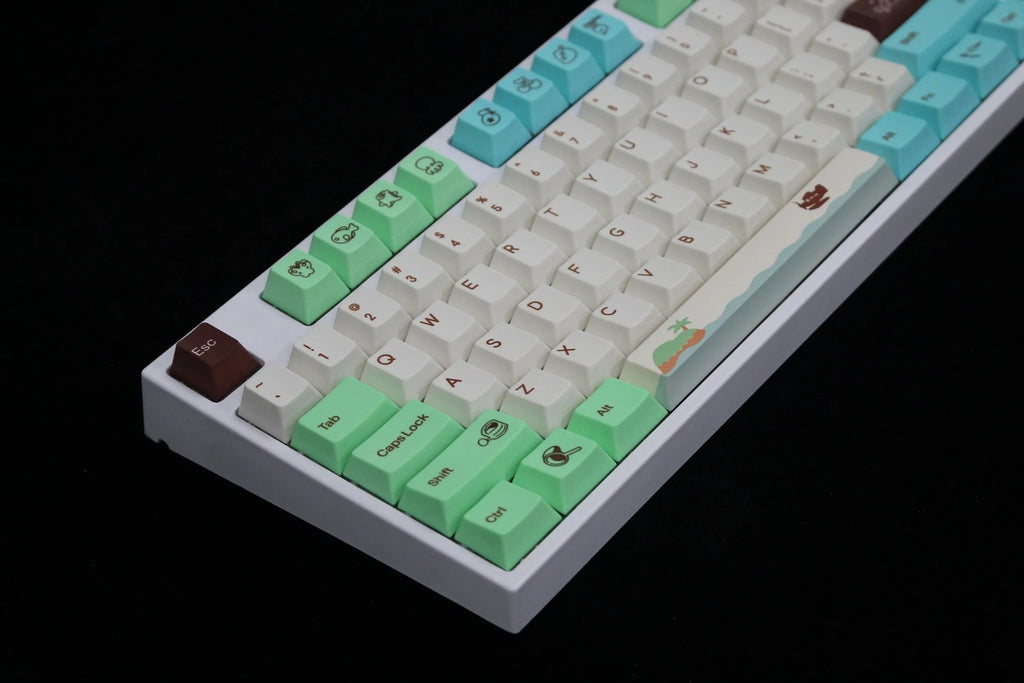 Animal Crossing themed PBT key cap set with thermal sublimation printed characters, standard configuration