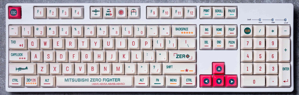 Creative small full set of PBT hot-lift keycaps in small set colour with aircraft design for wireless keyboard