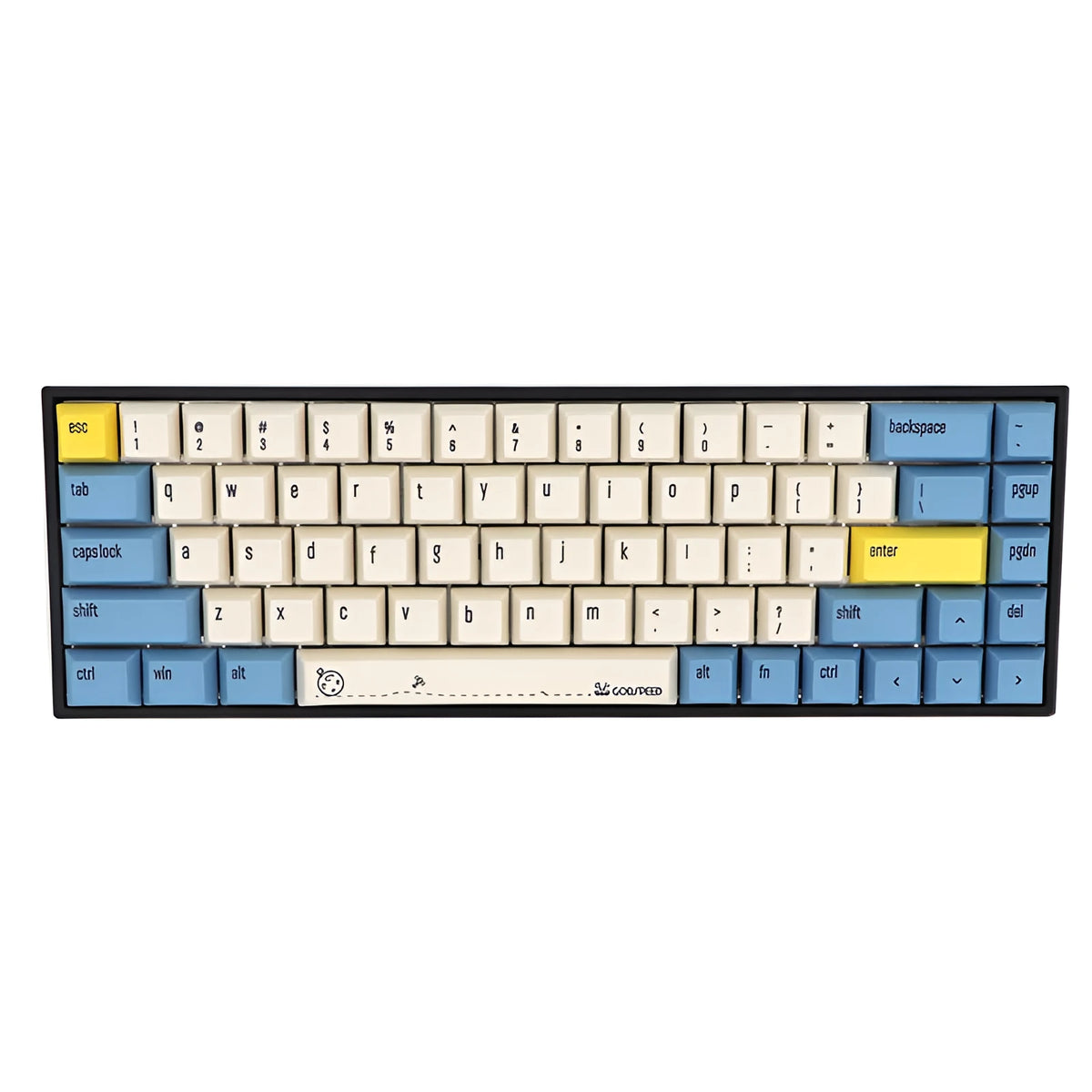 Set of 68 PBT keycaps for a 68-key mechanical keyboard in a single colour.