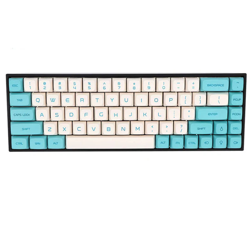 Set of 68 PBT keycaps for a 68-key mechanical keyboard in a single colour.