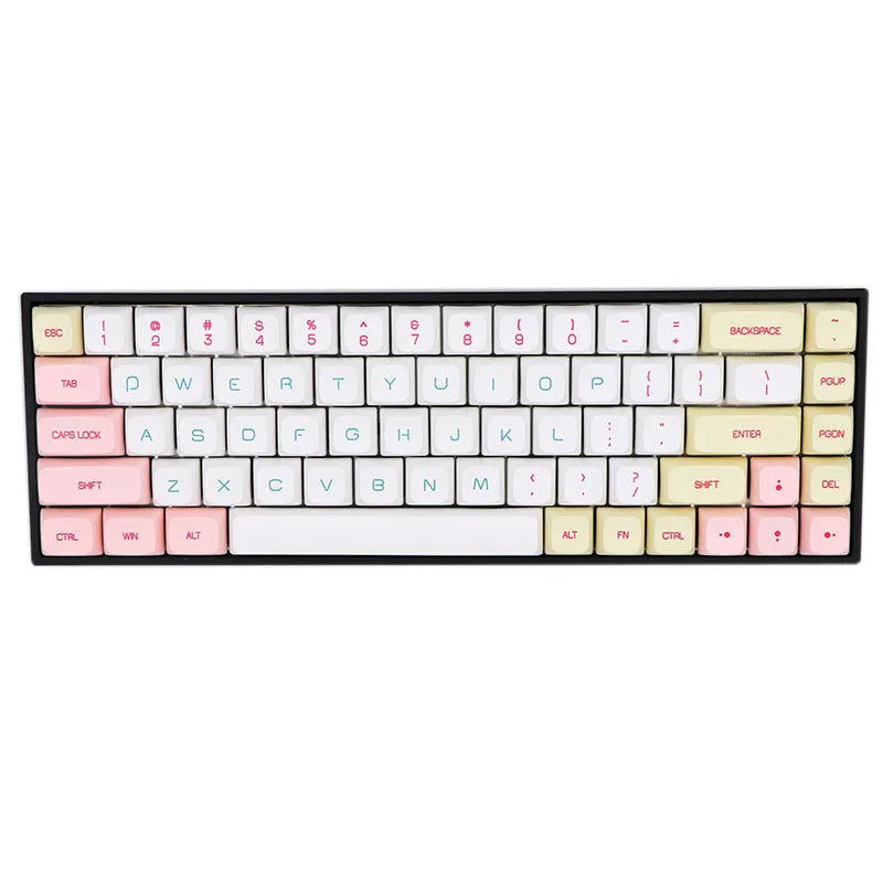 Set of 68 PBT keycaps for a 68-key mechanical keyboard in a single colour.