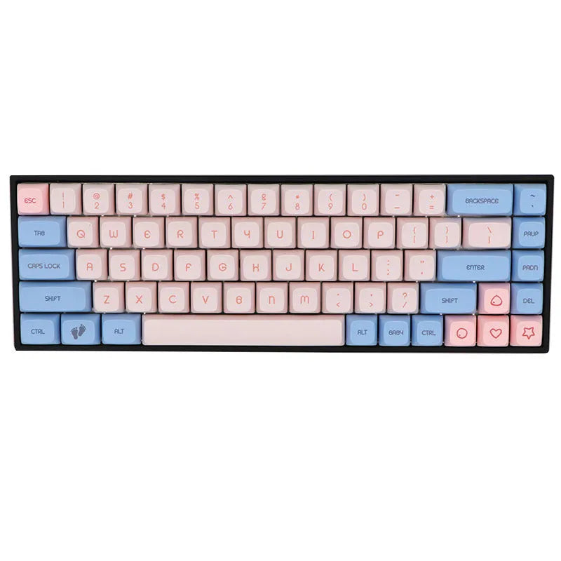 Set of 68 PBT keycaps for a 68-key mechanical keyboard in a single colour.