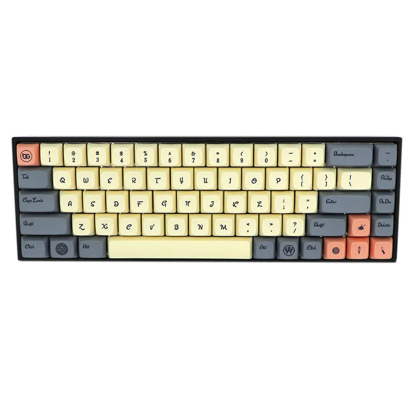 Set of 68 PBT keycaps for a 68-key mechanical keyboard in a single colour.