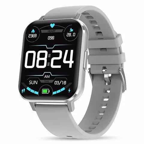 DTX Smart Watch with 1.78-inch screen showing health stats, with black silicone and silver steel band options.
