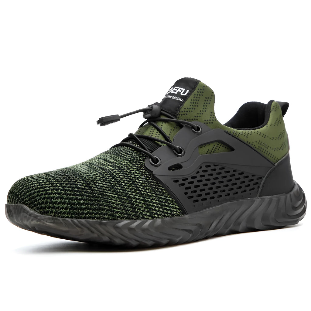 Lightweight insulated safety shoes with steel toe, anti-puncture build, low-cut flying mesh upper, and 6kV protection.