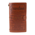 Brown leather hand ledger notebook with strap binding and acid-free paper pages