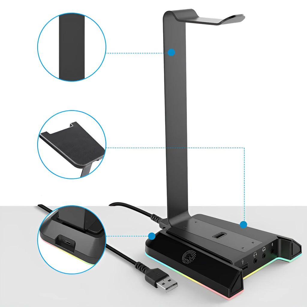 Detachable gaming headset bracket with USB 7.1 channel support, 0.5 KG weight, external installation, style A