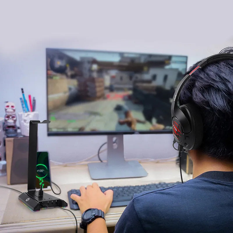 Detachable gaming headset bracket with USB 7.1 channel support, 0.5 KG weight, external installation, style A