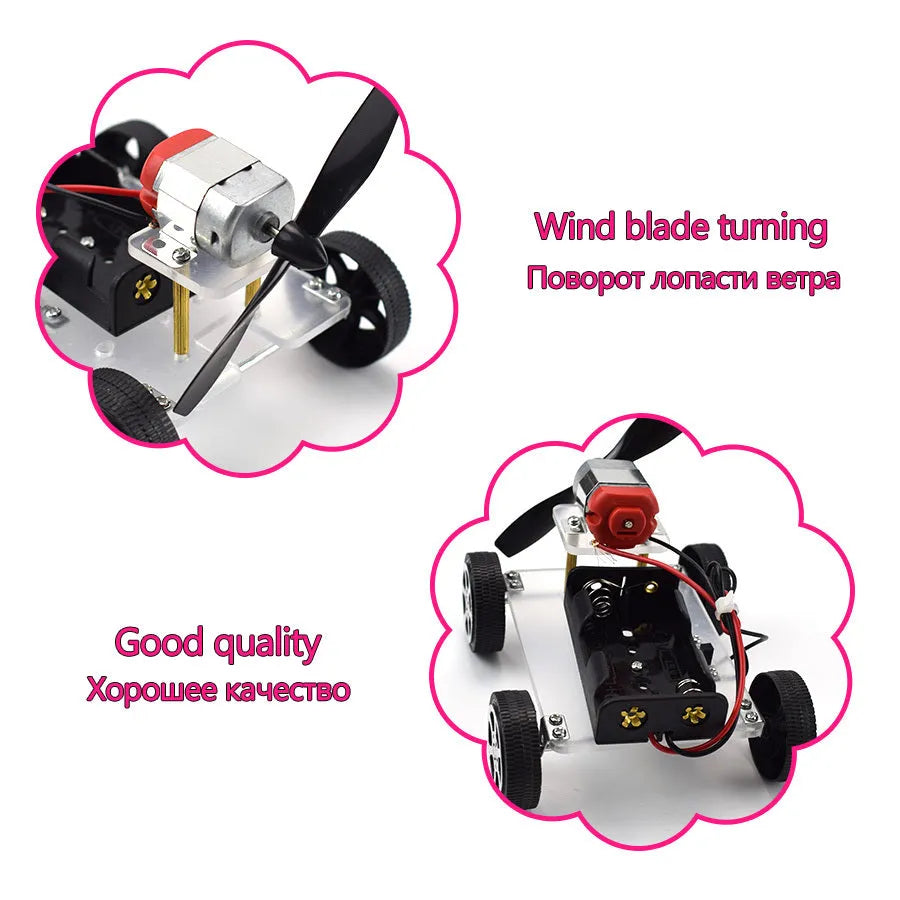 Wind car DIY electronic science kit for children's educational experiments with acrylic metal plastic construction