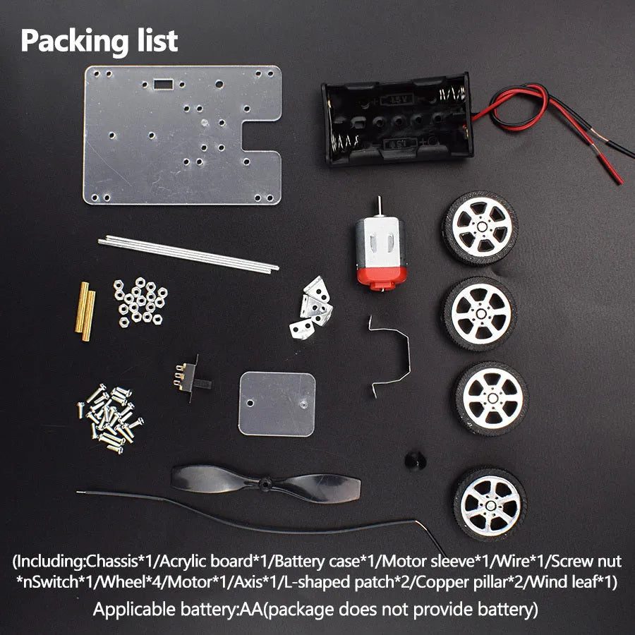 Wind car DIY electronic science kit for children's educational experiments with acrylic metal plastic construction