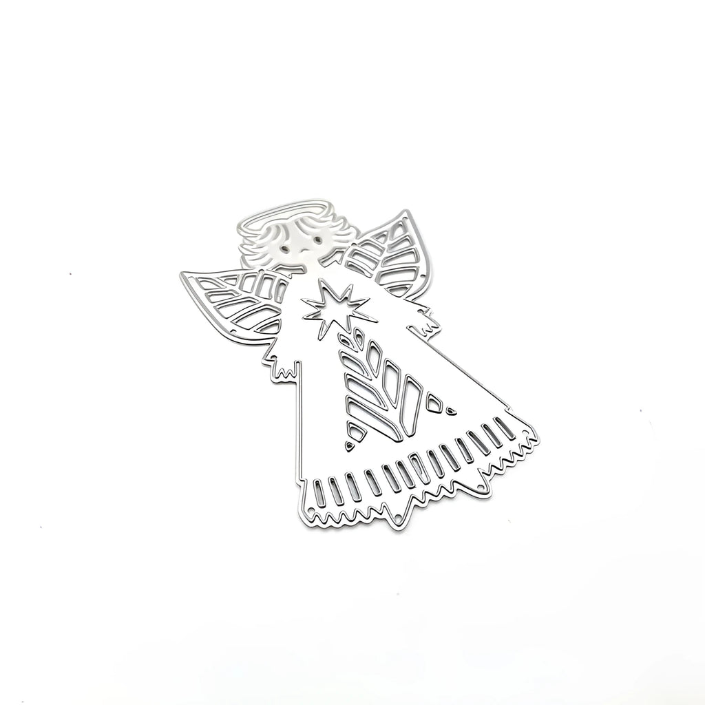 White angel knife mould for card embossing with 8x6 cm carbon steel construction and hanging storage