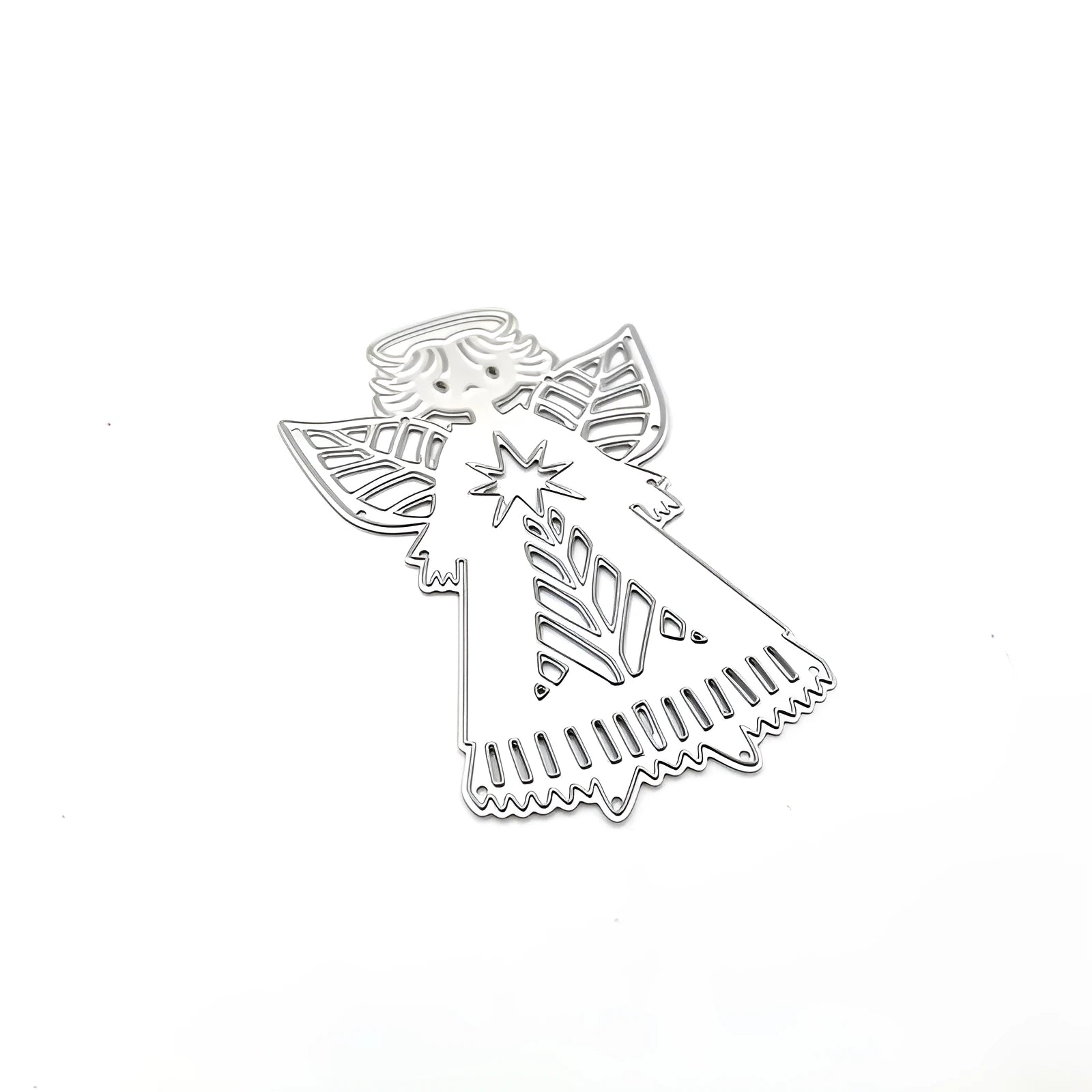 White angel knife mould for card embossing with 8x6 cm carbon steel construction and hanging storage