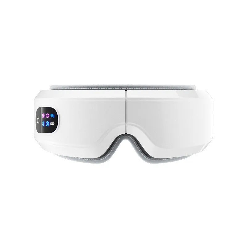White eye massager with air pressure, hot compress, and vibration functions, USB-powered, with Bluetooth music