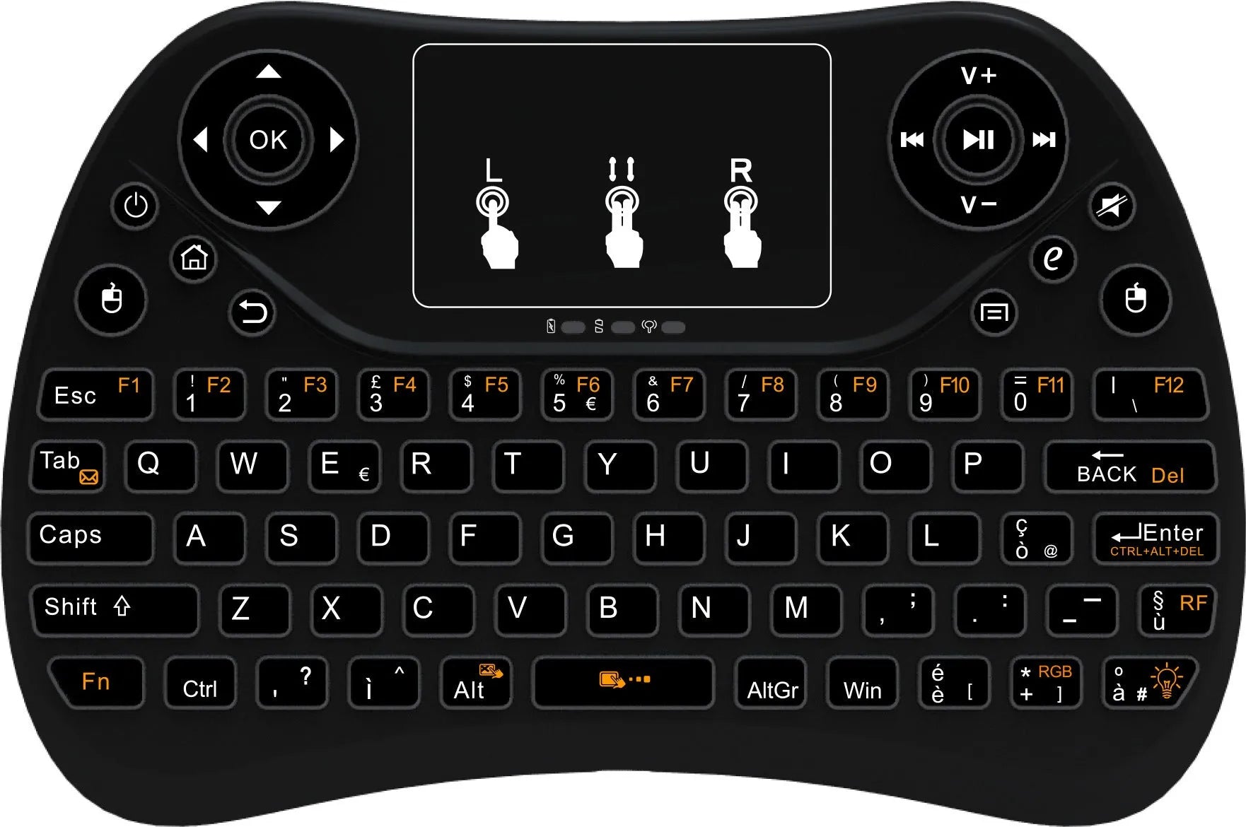 Flying Squirrel 2.4G wireless mini touch keyboard with multi-colour backlight