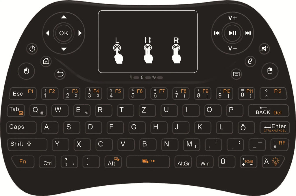 Flying Squirrel 2.4G wireless mini touch keyboard with multi-colour backlight