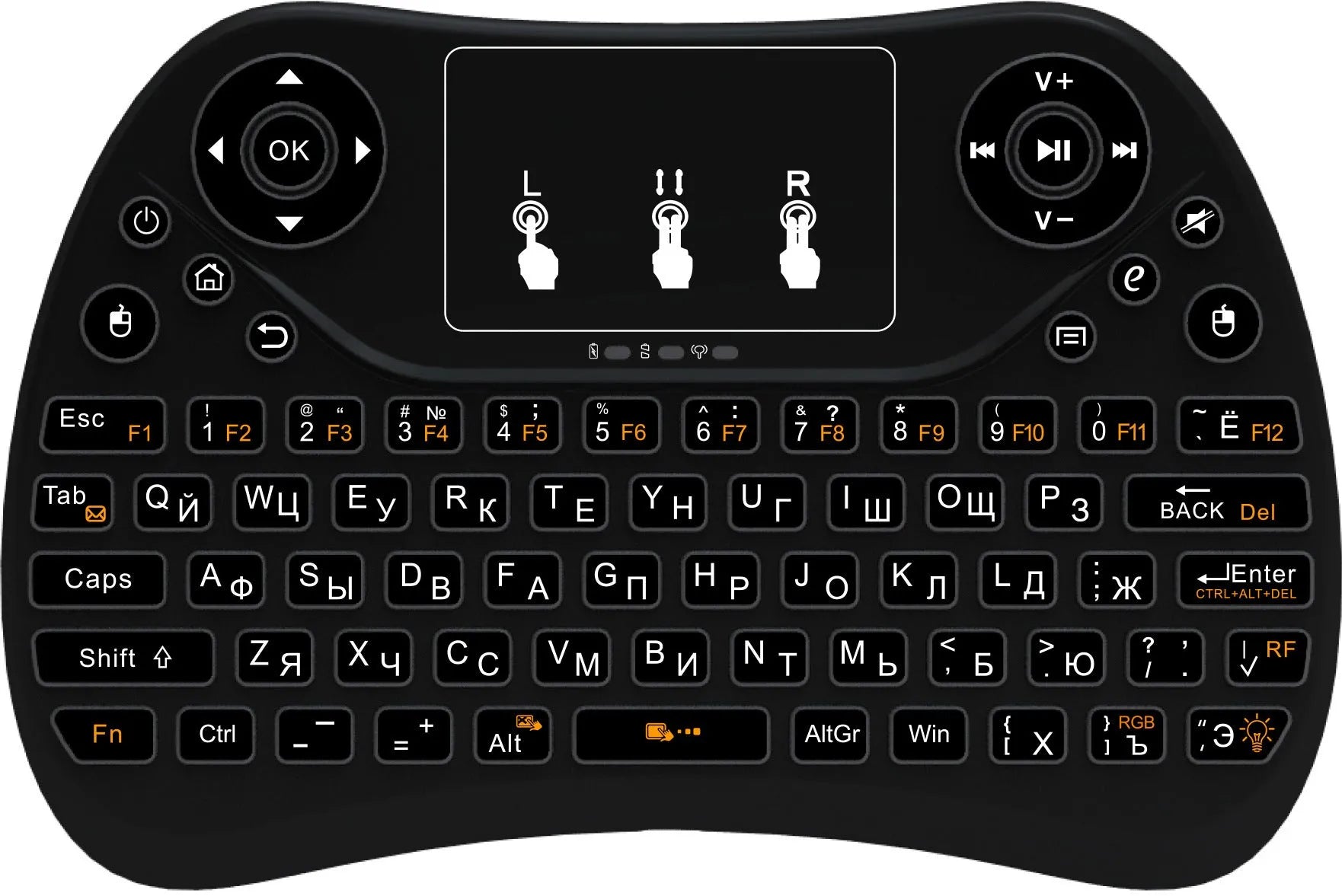 Flying Squirrel 2.4G wireless mini touch keyboard with multi-colour backlight
