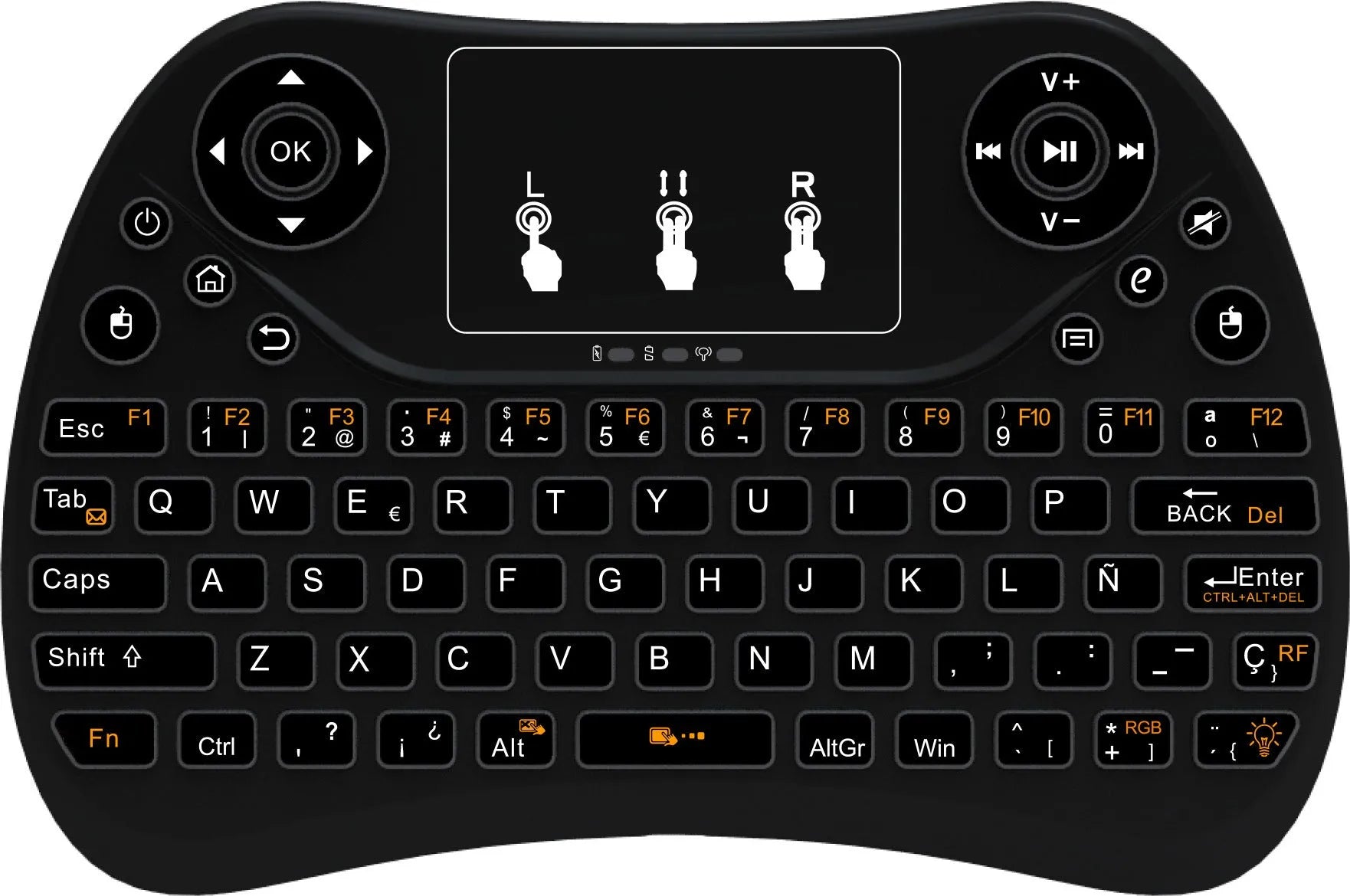Flying Squirrel 2.4G wireless mini touch keyboard with multi-colour backlight