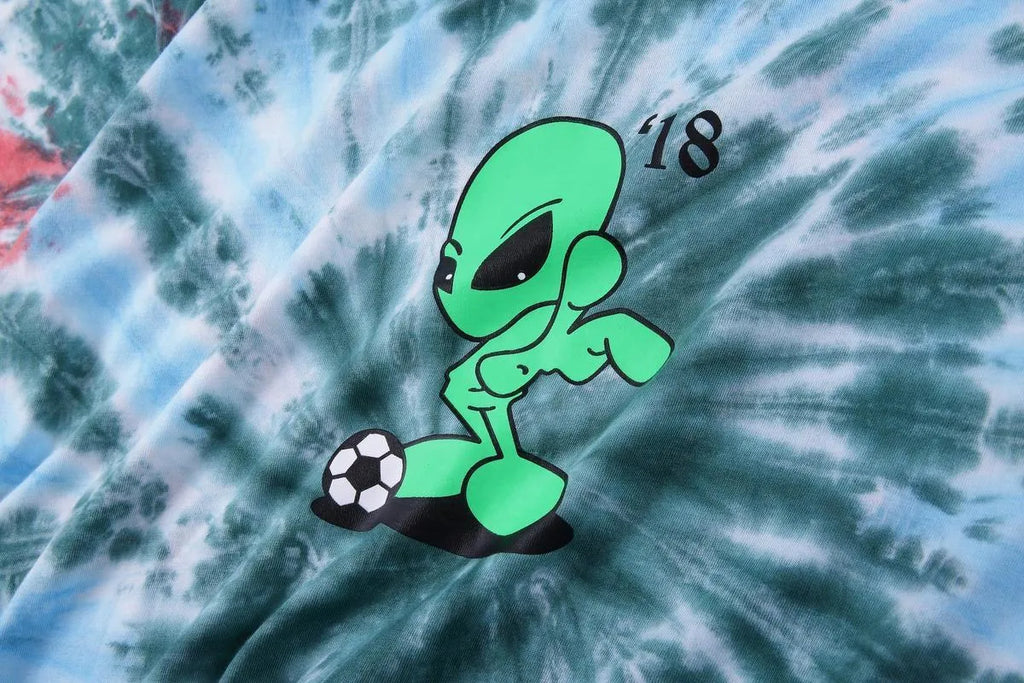 Alien football tie dye short sleeve t-shirt in 98% cotton, unisex casual top