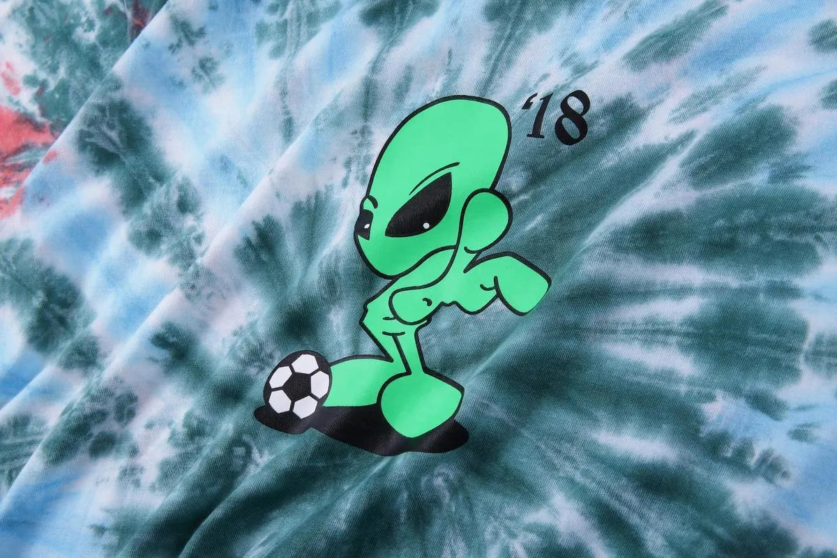 Alien football tie dye short sleeve t-shirt in 98% cotton, unisex casual top