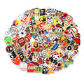 Mixed graffiti sticker collection of 100 self-adhesive luggage labels in cartoon designs