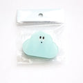 Acrylic decorative clip with cartoon collage design for scrapbooking, shown in beige, blue, orange, and pink.