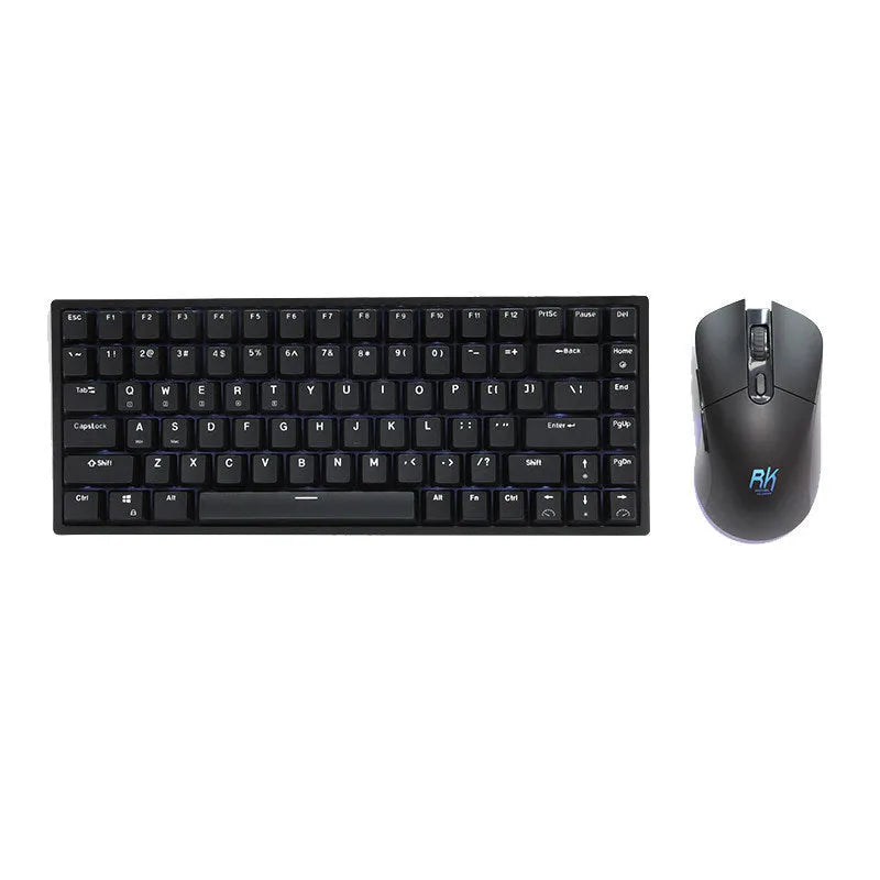 RK526 wireless mechanical keyboard and optical mouse set in blue, brown, or red.